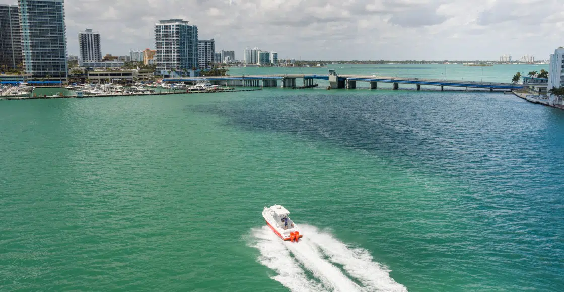 Boat charter in turquoise Miami waters